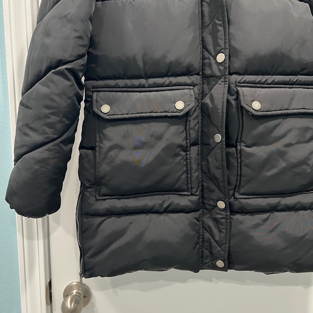 Lucky Brand Hooded Utility Pocket Zip Puffer Jacket in Black - Picture 3 of 9